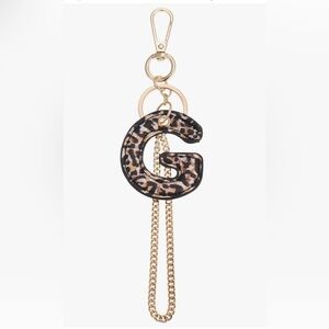 🐆 Leopard PU leather “G” Initial Letter Keyring Keychain Bag Charm🐆NWT